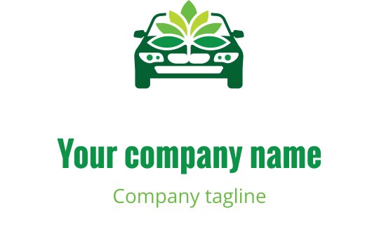 Modern logo tasarımı, yeşil yaprak motifiyle bir aracı içeriyor