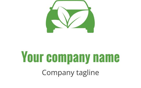 Araba ve yeşil yapraklar içeren çevre dostu logo tasarımı