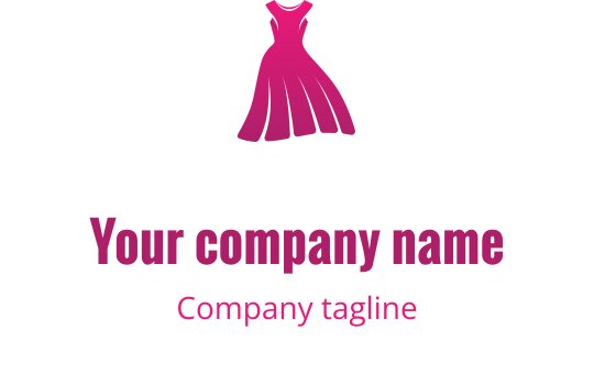 Şık pembe elbise logo tasarımı, zarif akışkan hatlarla