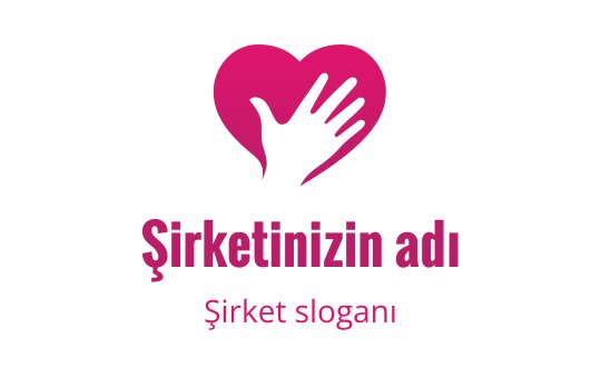 Canlı pembe tonlarında kalp ve el logo tasarımı