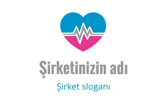 Mavi ve pembe renklerde kalp logosu tasarımı ve kalp atış çizgisi