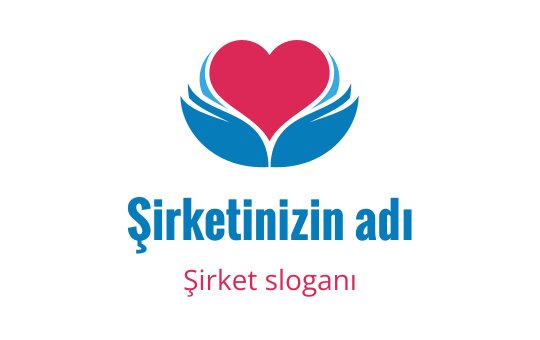 Pembe ve mavi renklerde kalp ve eller logo tasarımı