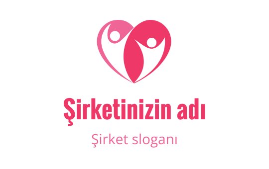 Pembe renkli iki soyut figür içeren kalp şeklinde logo tasarımı