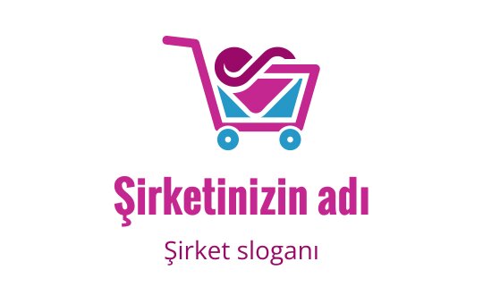 Renkli kalp ve eğlenceli unsurlar içeren alışveriş sepeti logo tasarımı