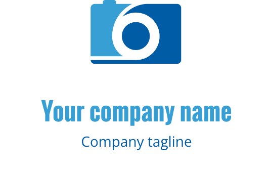 Modern yeşil ve mavi logo tasarımı, stilize edilmiş bir kamera şekli içeriyor