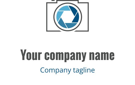 Gri ve yeşil tonlarında stilize edilmiş bir kamera merceği içeren modern logo tasarımı
