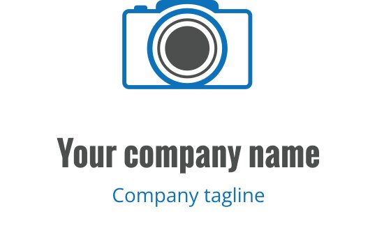 Stilize bir kamera merceği içeren yeşil ve gri logo tasarımı