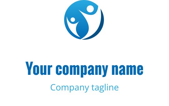 İki soyut figür içeren dairesel modern mavi logo tasarımı