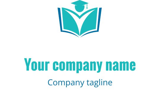 Açık bir kitap ve mezuniyet kepi içeren modern logo tasarımı