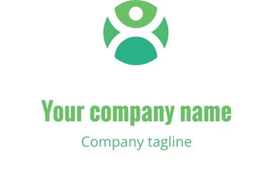 Modern yeşil logo tasarımı, yuvarlak şekiller içeren dairesel bir figürle