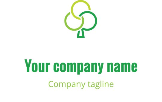 Üst üste binen yeşil daireler ve gövde ile modern ağaç logo tasarımı