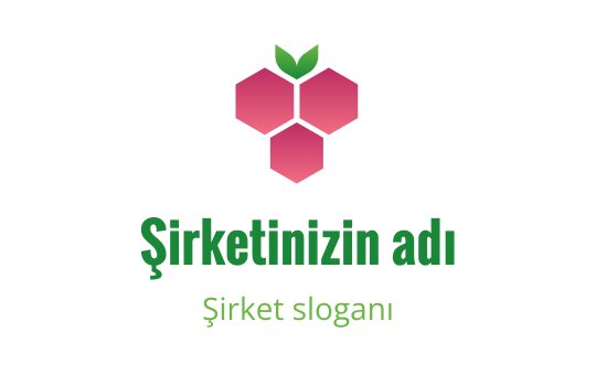 Modern pembe altıgen logo tasarımı yeşil yaprak vurguları ile
