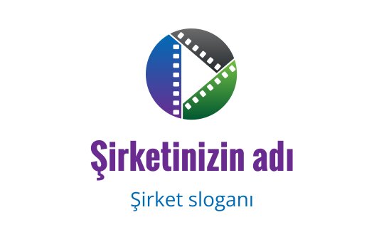 Mavi, yeşil ve siyah film şeridi segmentleriyle renkli dairesel logo tasarımı