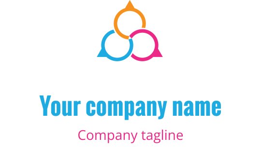Canlı mavi, pembe ve turuncu tonlarında iç içe geçmiş daireler logo tasarımı