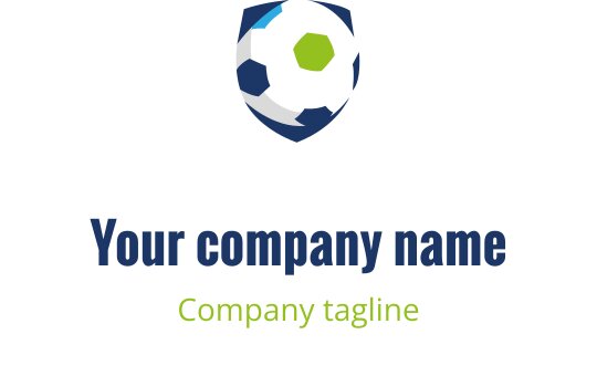 Mavi ve altın unsurlarla cesur futbol logo tasarımı, lacivert arka plan üzerinde