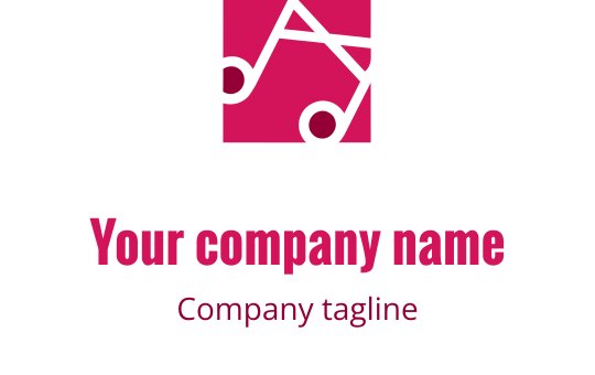 Cesur bordo logo tasarımı, stilize edilmiş ses dalgaları ve müzik notaları içeriyor