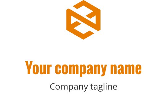 Modern geometrik logo tasarımı, turuncu altıgen şekil içeriyor