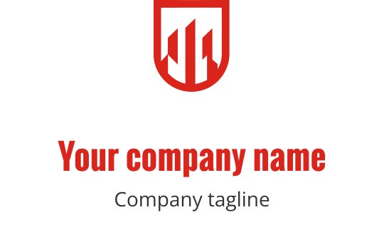 Modern kırmızı logo tasarımı, stilize edilmiş bir bina silueti içeriyor