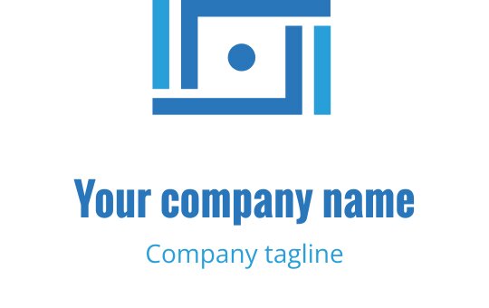 Modern mavi ve yeşil logo tasarımı, stilize edilmiş bir kamera şekli içeriyor