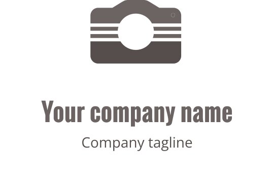 Şık gri logo tasarımı, stilize edilmiş bir kamera kontürü içeriyor