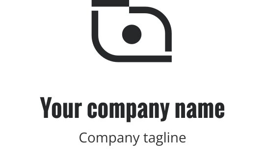Şık gri logo tasarımı, stilize edilmiş bir kamera konturu içeriyor