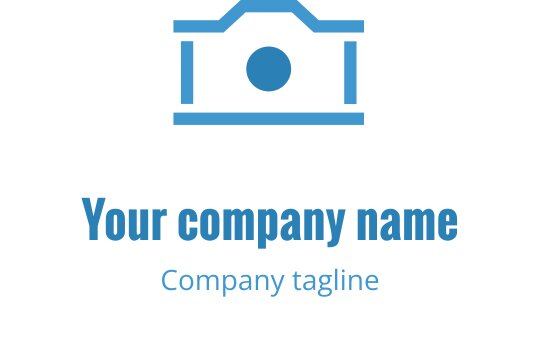 Modern mavi ve yeşil logo tasarımı, stilize edilmiş bir kamera şekli içeriyor