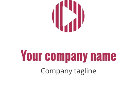 Şık bir oynatma butonu içeren cesur kırmızı logo tasarımı