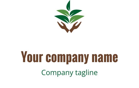 Ellerin yeşil yaprakları beslediği modern logo tasarımı