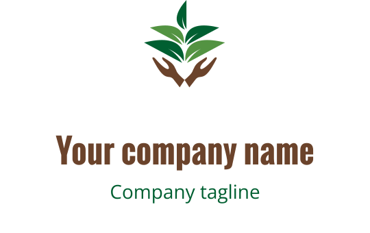 Ellerin yeşil yaprakları beslediği modern logo tasarımı