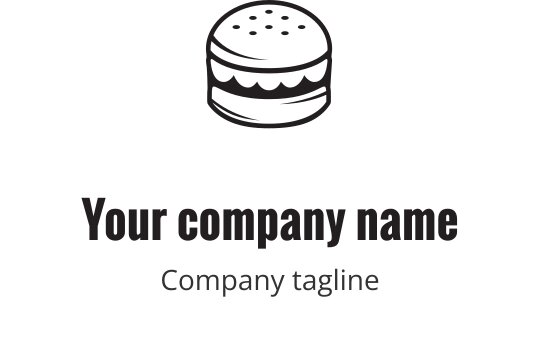 Katmanlı unsurlar içeren stilize bir hamburger ile cesur siyah logo tasarımı