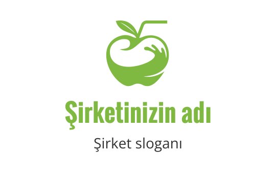 Modern yeşil elma logo tasarımı, el ve yaprak unsurlarıyla