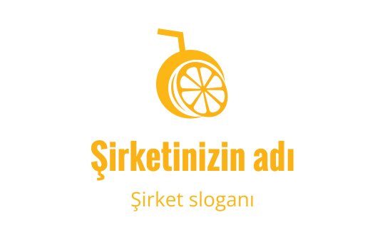 Modern turuncu narenciye logo tasarımı, bir pipet ve dilimlenmiş meyve ile