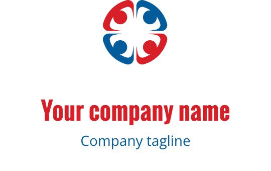 Kırmızı ve mavi elin iç içe geçtiği renkli logo tasarımı