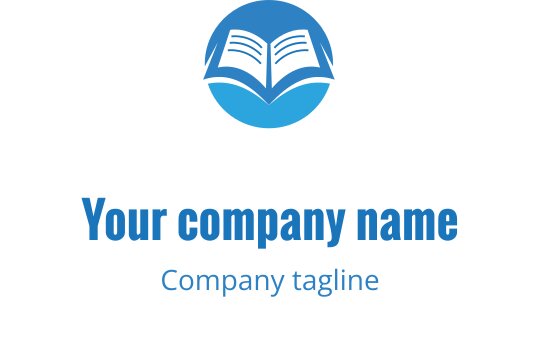 Açık bir kitap ve dairesel arka plan içeren modern mavi logo tasarımı