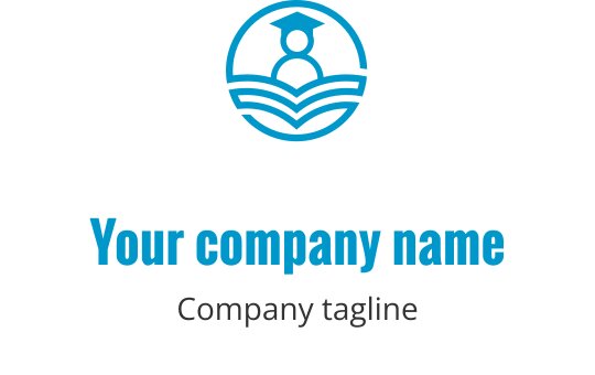 Açık bir kitabın üzerinde mezun silueti bulunan modern logo tasarımı