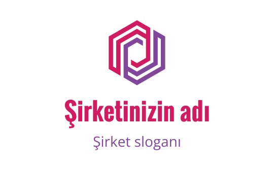 Katmanlı kırmızı ve mor çizgilerle modern altıgen logo tasarımı