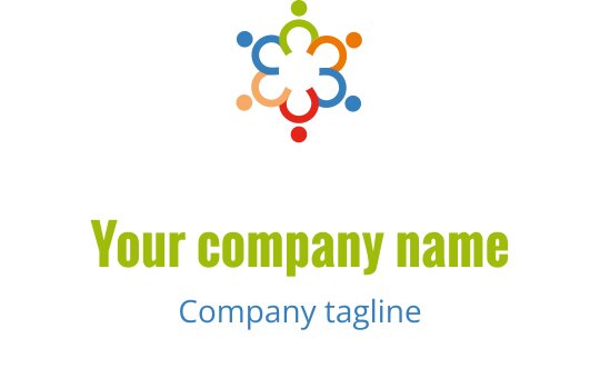 Modern çiçek şekline sahip renkli iç içe geçmiş daireler logo tasarımı