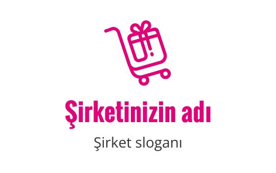 Pembe hediye kutusu ile eğlenceli alışveriş sepeti logo tasarımı