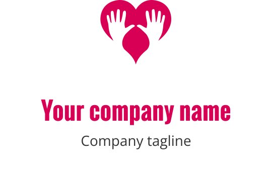 Pembe ve siyah renklerde eller içeren kalp logo tasarımı