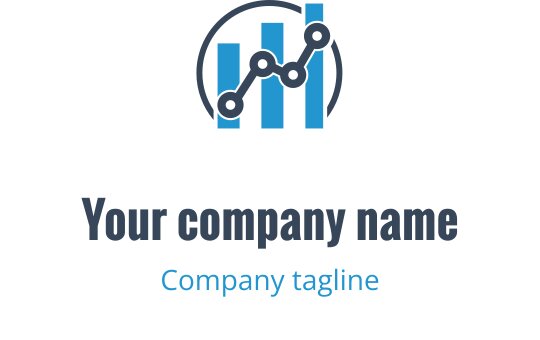 Yukarı yönlü grafik unsurları içeren modern yeşil ve mavi logo tasarımı