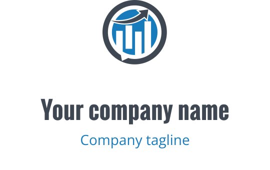 Mavi renkli dairesel grafik ve yukarı ok içeren modern logo tasarımı