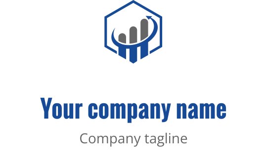Modern logo tasarımı, yukarı yönlü eğilim gösteren bir yeşil-mavi ve gri çubuk grafik içeriyor
