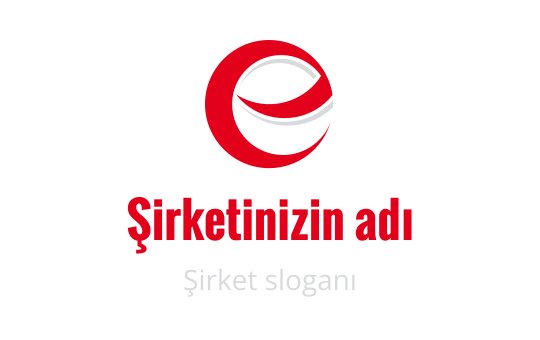 Modern kırmızı ve siyah logo tasarımı, stilize edilmiş "e" harfi içeriyor