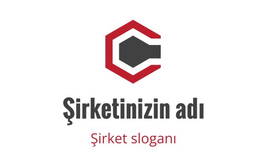 Modern altıgen logo tasarımı, cesur kırmızı kenar ve gri vurgularla