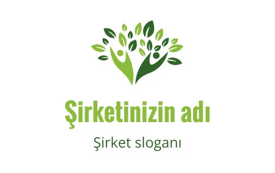 Yeşil ağaç, insan figürleri ve yapraklar içeren modern logo tasarımı