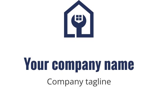 Şık bir ev ve aletler içeren cesur lacivert logo tasarımı