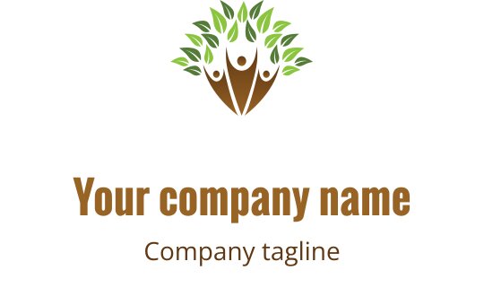 İnsan figürleri ve yeşil yapraklarla modern logo tasarımı