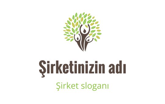 Yeşil yapraklar ve kahverengi gövdeye sahip modern ağaç logo tasarımı