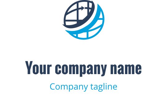 Mavi vurgular ve dinamik hatlarla modern küre logo tasarımı