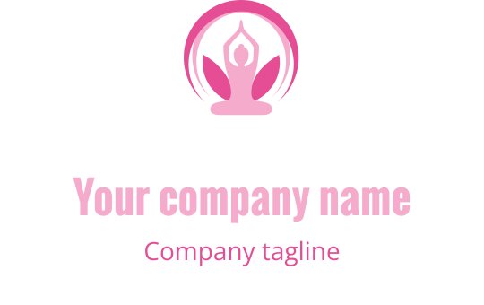 Meditatif bir figür ve lotus yaprakları içeren şık pembe logo tasarımı